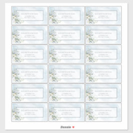 Adesivo Dusty Blue Botanical Greenery 18 Endereço de Convi