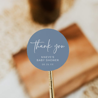 Adesivo Dusty Blue Chá de fraldas Round Sticker Moderno