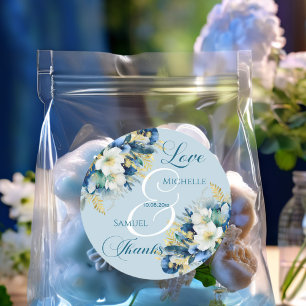 Adesivo Dusty Blue Dourado Casamento Floral