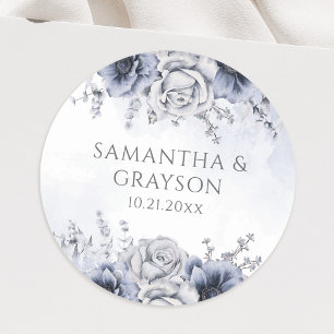 Adesivo Dusty Blue E Marinho Floral Elegante