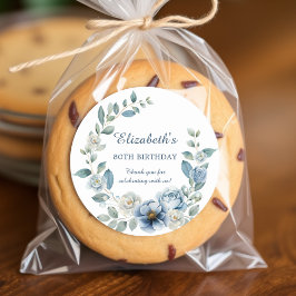 Adesivo Dusty Blue Floral Aniversário Obrigado