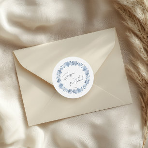 Adesivo Dusty Blue Floral Chic Script Tema de inverno Casa