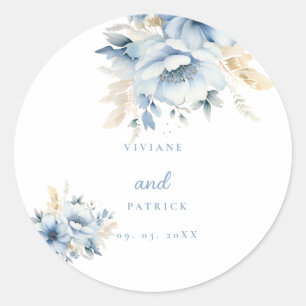 Adesivo Dusty Blue Floral Frame Geométrico Bloom Casamento