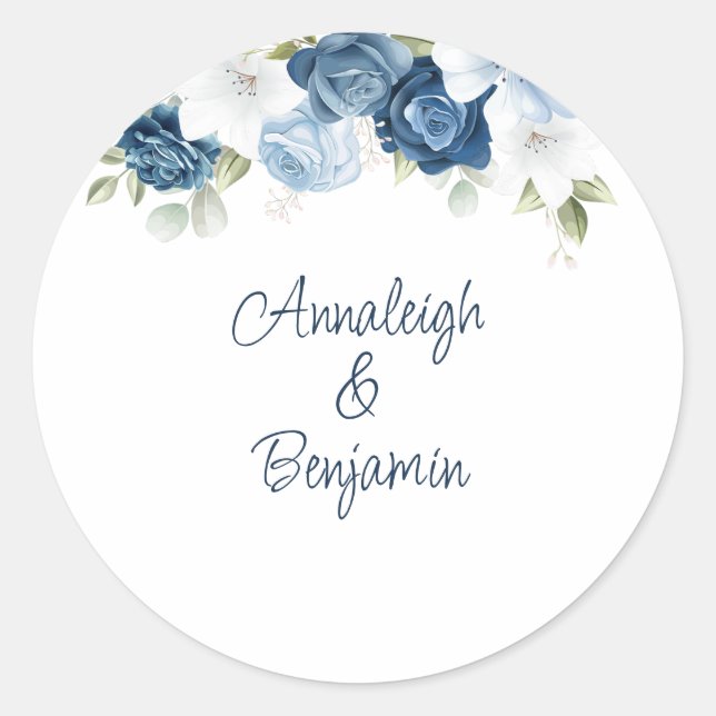Adesivo Dusty Blue Floral Greenery Personalizado (Frente)