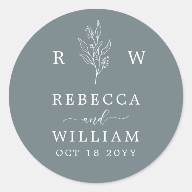 Adesivo Dusty Blue Floral Manuscrito Casamento Napki (Frente)