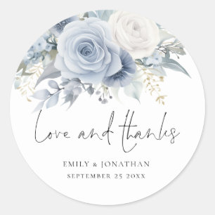 Adesivo Dusty Blue Florals Casamento de Obrigados