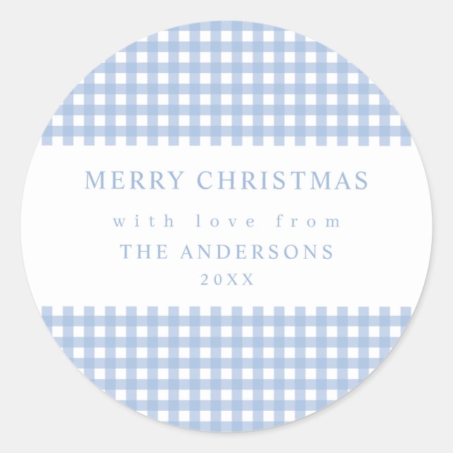 Adesivo Dusty Blue Gingham Christmas (Frente)