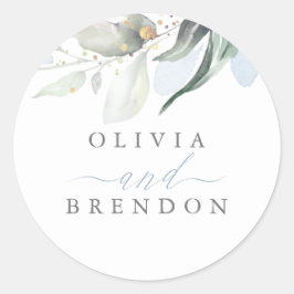 Adesivo Dusty Blue Greenery Casamento Romântico