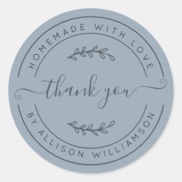 Adesivo Dusty Blue Homemade Thank You Label