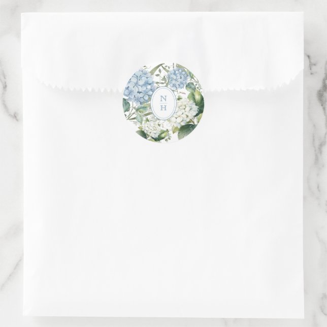 Adesivo Dusty Blue Hydrangea Wedding Monogram (Bolsa)