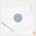 Adesivo Dusty Blue Monogram Modern Wedding<br><div class="desc">Minimalist and modern design.</div>