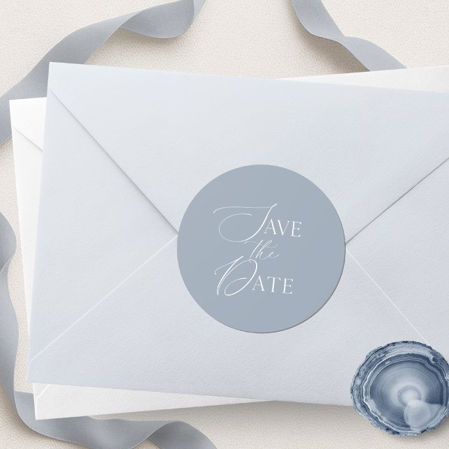 Adesivo Dusty Blue Save The Date Script Wedding  (Criador carregado)