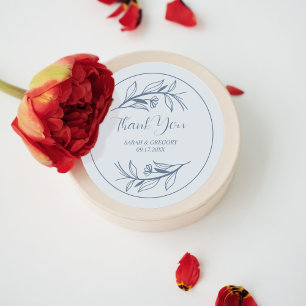 Adesivo Dusty Blue Simple Boho Obrigado Favor do Casamento