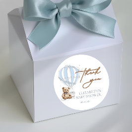 Adesivo Dusty Blue Toile Hot Air Balloon Bear Obrigado