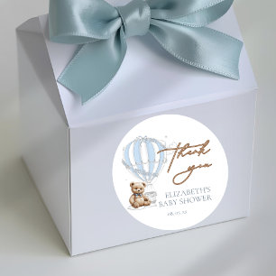 Adesivo Dusty Blue Toile Hot Air Balloon Bear Obrigado