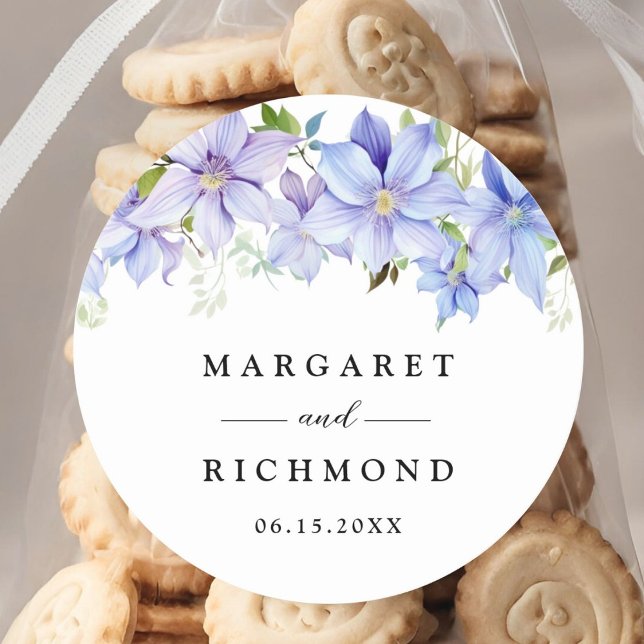 Adesivo Dusty Blue Watercolor Rustic Floral Casamento (Criador carregado)