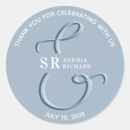 Adesivo Dusty Blue Weding Obrigado