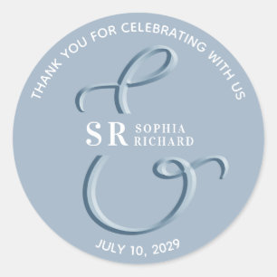 Adesivo Dusty Blue Weding Obrigado