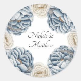 Adesivo Dusty Blue & White Peony Weds