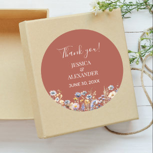 Adesivo Dusty Blue Wildflower Terracotta Casamento Obrigad