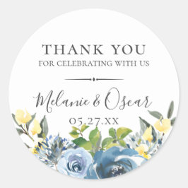 Adesivo Dusty Blue Yellow Botanical Wedor Favor