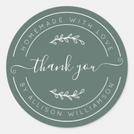Adesivo Dusty Green Homemade Thank You Label