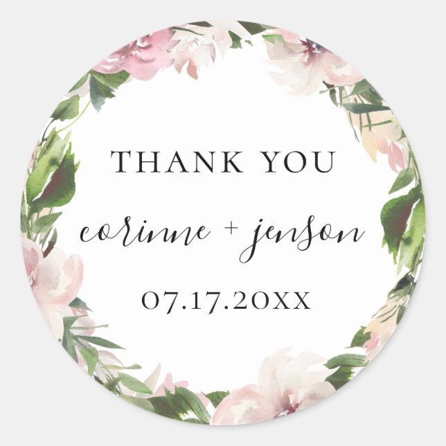 Adesivo Dusty Mauve Botanical Wedding Favor (Frente)