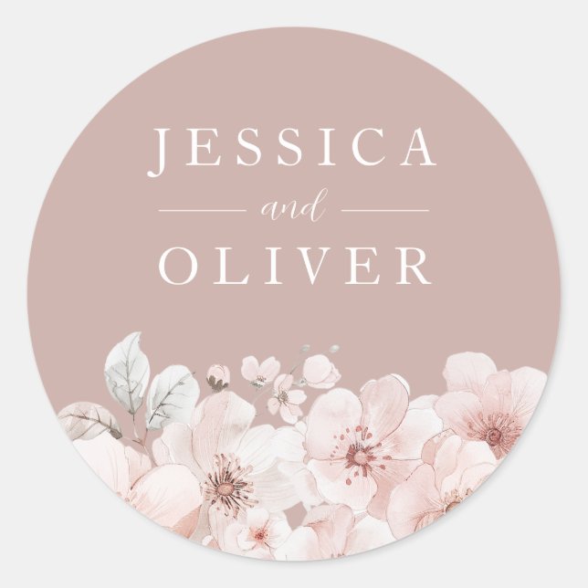 Adesivo Dusty Pink & Blush Floral Todos os Casamentos das  (Frente)