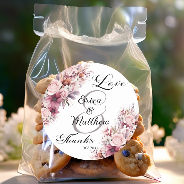 Adesivo Dusty Pink Boho Floral Moderno Casamento (Criador carregado)