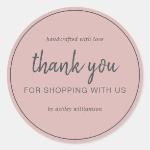 Adesivo Dusty Pink Chic Script Obrigado por Comprar