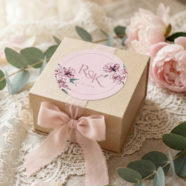 Adesivo Dusty Pink Mauve Peony Wedding Favor Round Sticker