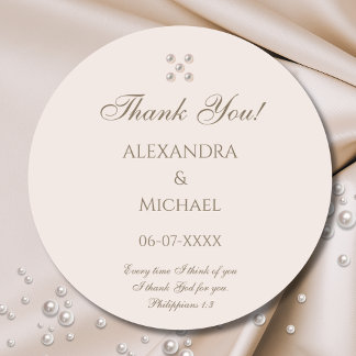 Adesivo Dusty Pink Pearl Agradecimento de Casamento Cristã