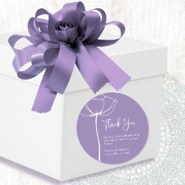 Adesivo Dusty Purple Background Floral Casamento Obrigado