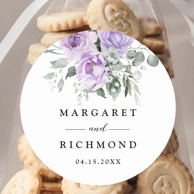 Adesivo Dusty Purple Rustic Floral Casamento (Criador carregado)