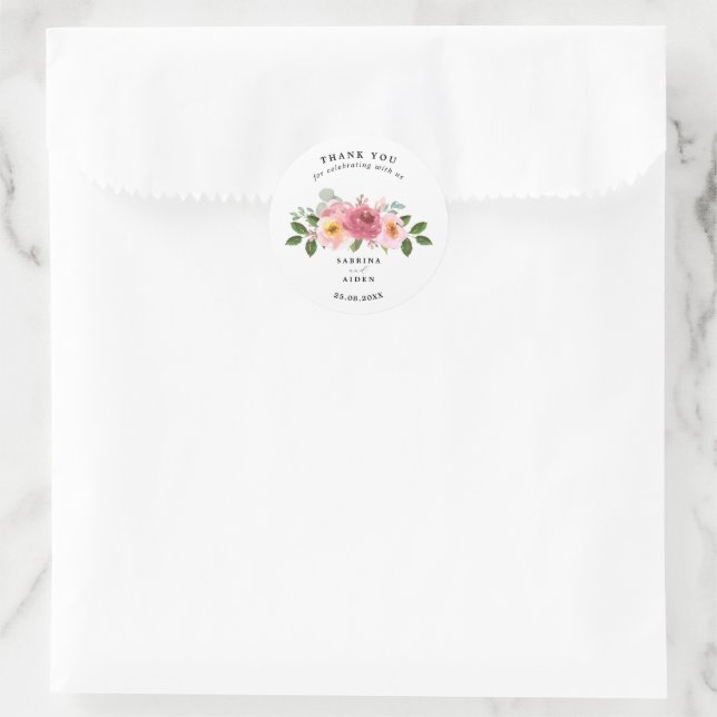 Adesivo Dusty Rosa | Casamento Floral Rosa Esbranquiçado (Bolsa)