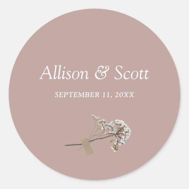 Adesivo Dusty Rosa, Classe Floral Elegante Mínima (Frente)