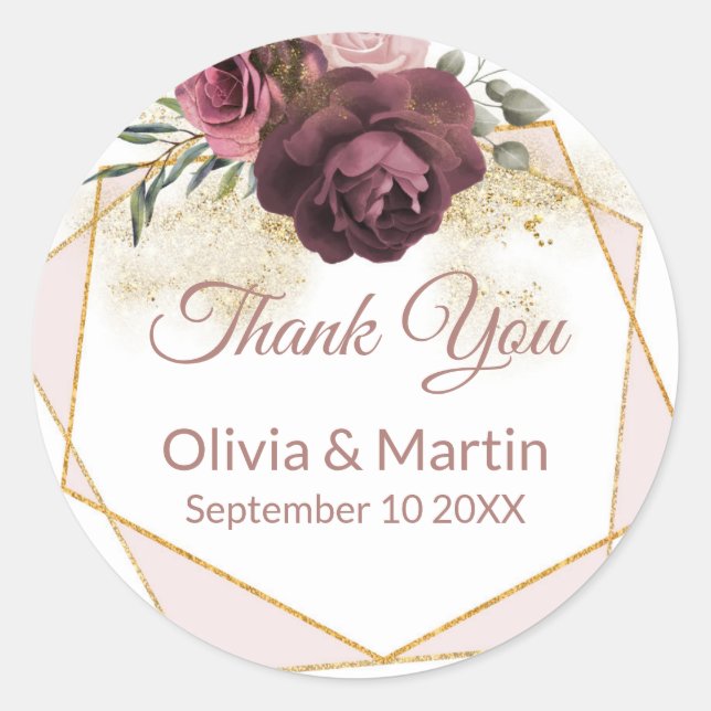 Adesivo Dusty Rosa Floral Dourado Geométrico (Frente)