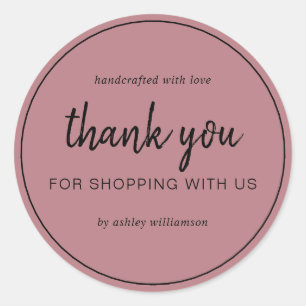 Adesivo Dusty Rose Chic Script Obrigada por Comprar