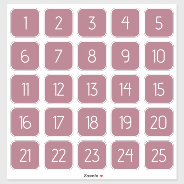Adesivo Dusty Rose Customizable Square Number Stickers  (Folha)