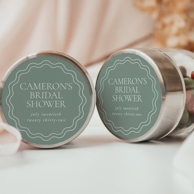 Adesivo Dusty Sage | Borda Ondulada de Conchas para Chá de (Criador carregado)