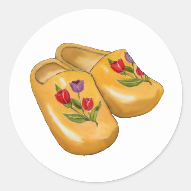 Adesivo Dutch Wooden Shoes with Tulips, Klompen, Holland (Frente)