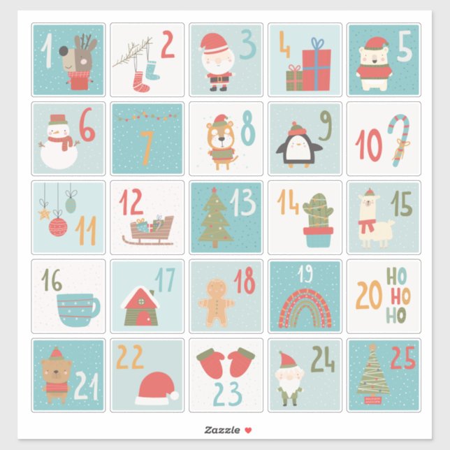 Adesivo DY Avent Calendar Stickers clássico Natal (Folha)