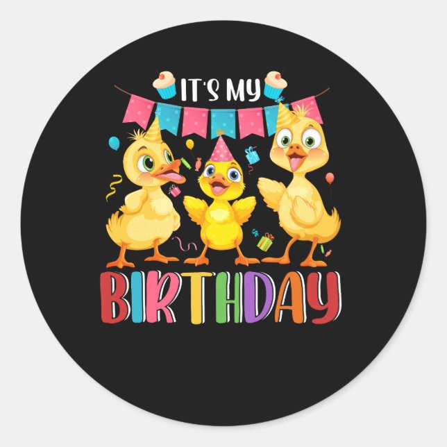 Adesivo É A Minha Festa De Patos De Aniversário Para O Pat (Frente)