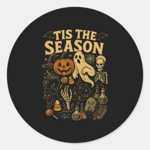 Adesivo É a temporada halloween retrô fantasma abóbora bru