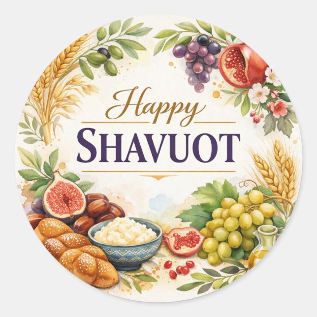 Adesivo e Cartão Postal Feliz Shavuot (Frente)