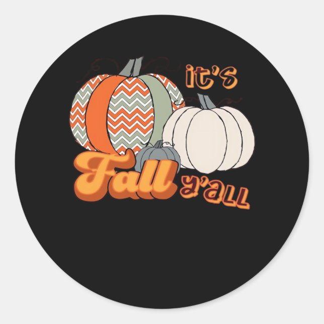 Adesivo É Fall Y'all, Funny Pumpkins Chevron Pattern (Frente)