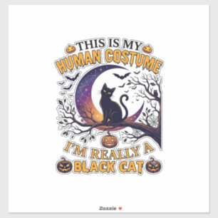 Adesivo É Fantasia Humana Gato Preto Halloween Lua_1