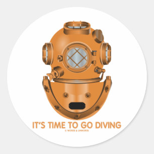 Adesivo É hora de ir mergulhar (o capacete do mergulho do