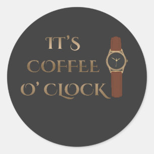 Adesivo É Hora do Café Humor de Café