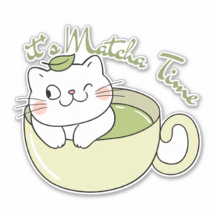 Adesivo é hora do matcha, matcha